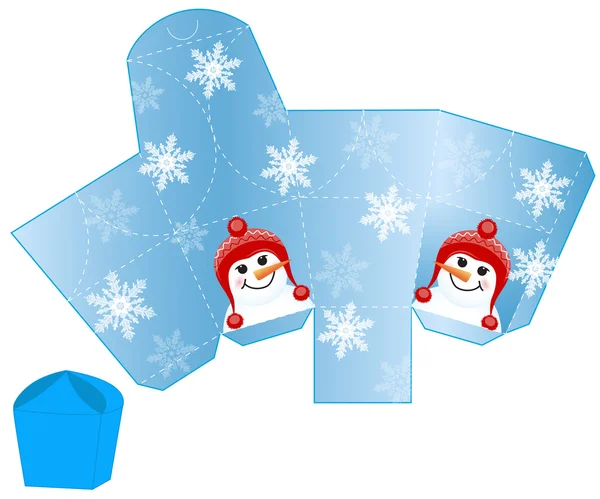 Stylized Christmas box with Snowman blank template — Stock Vector