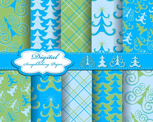 Conjunto de papel de árvore de Natal vetorial para scrapbook —  Vetores de Stock