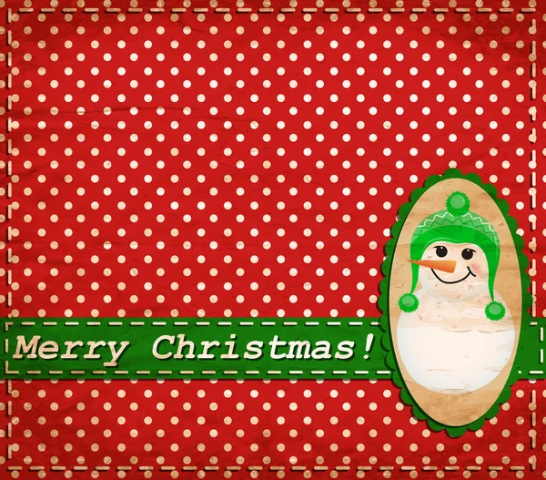 Tarjeta de Navidad Vector Snowman vintage — Vector de stock