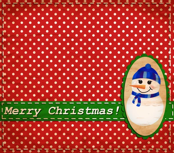 Vector Snowman vintage Christmas card — Stock Vector