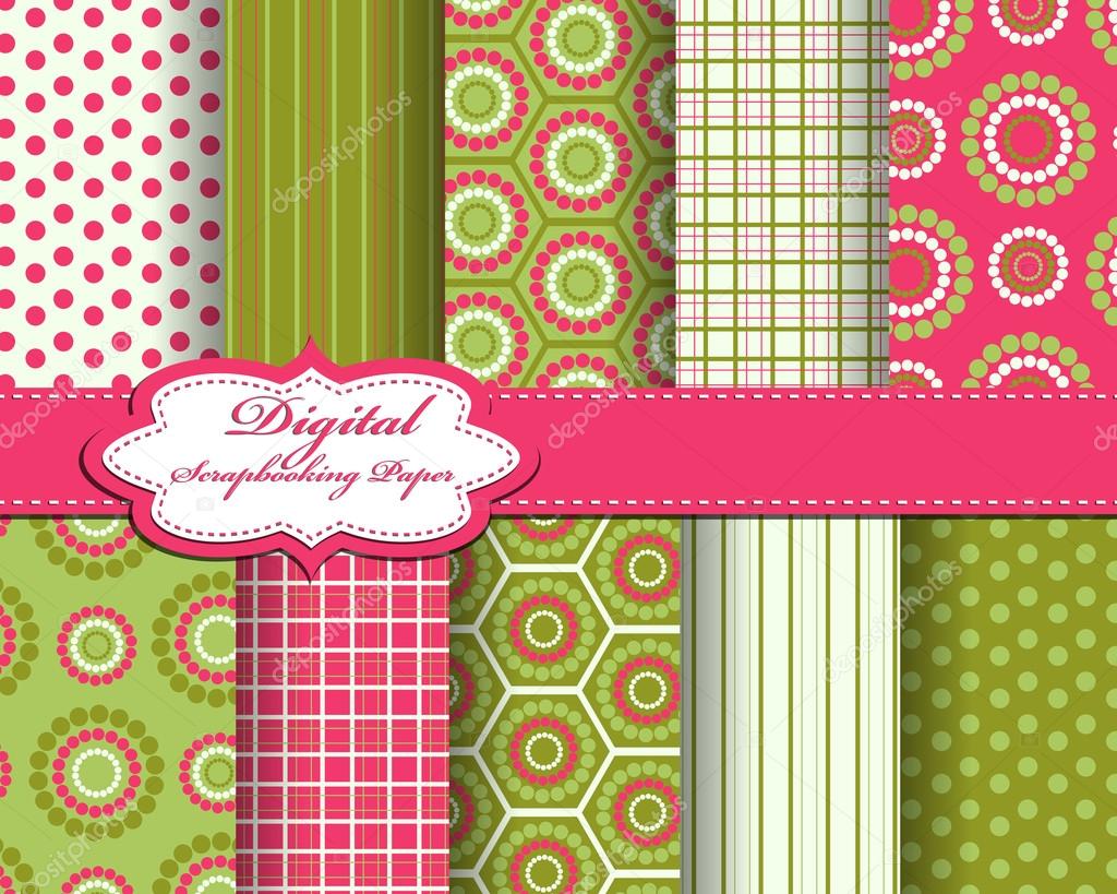 set of vector pattern paper for scrapbook