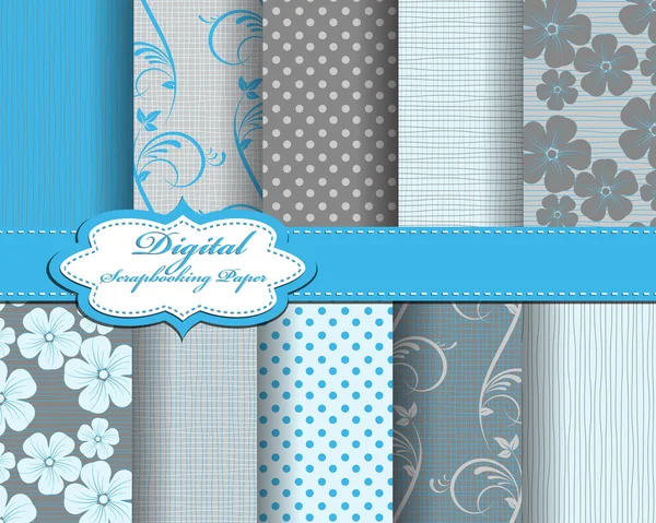 Jeu de papier vectoriel motif fleur pour scrapbook — Image vectorielle