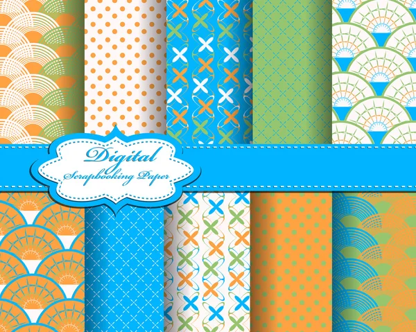 Set of vector pattern paper for scrapbook — Stock Vector