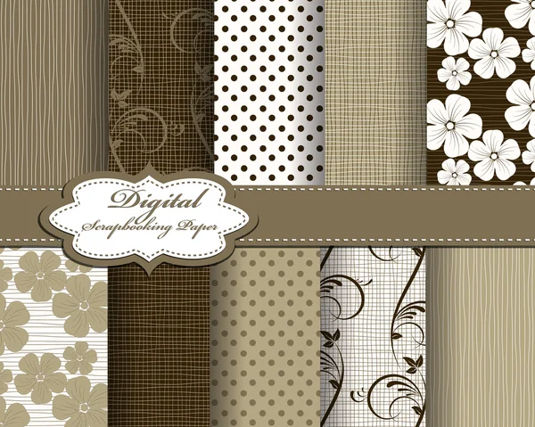 Conjunto de vector flor patrón papel para scrapbook — Vector de stock