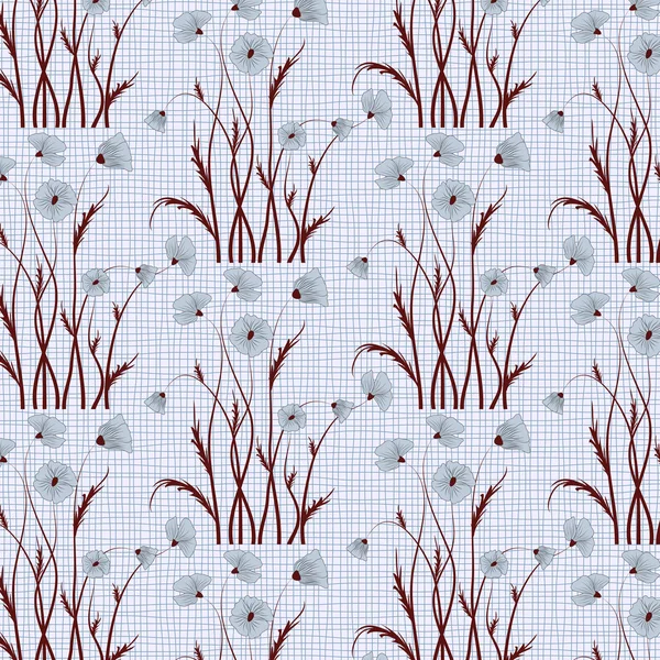 Vector poppy flower pattern background — Stock Vector