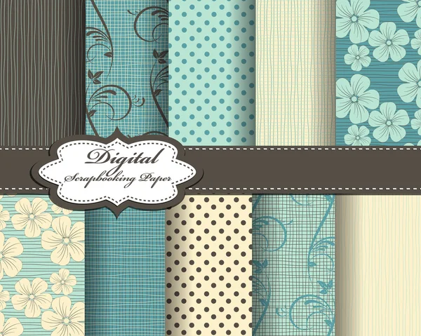 Conjunto de vector flor patrón papel para scrapbook — Vector de stock