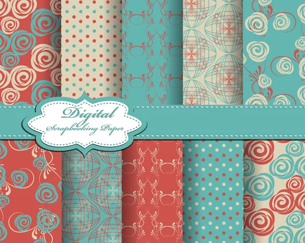 Set van abstracte bloem vector papier voor scrapbook — Stockvector