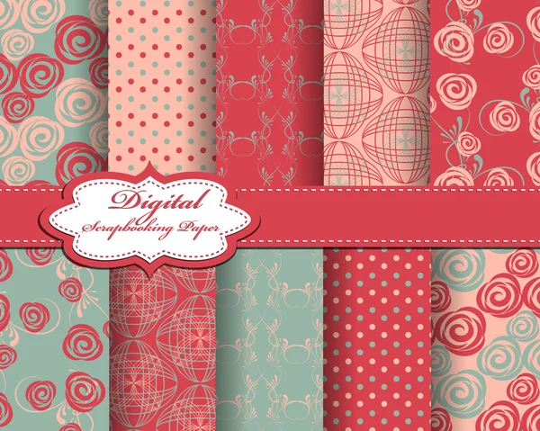 Conjunto de papel vetor de flor abstrato para scrapbook — Vetor de Stock