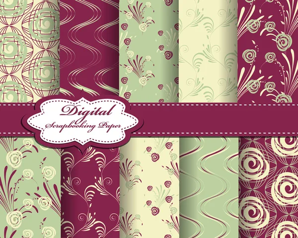 Conjunto de papel vetor de flor abstrato para scrapbook — Vetor de Stock