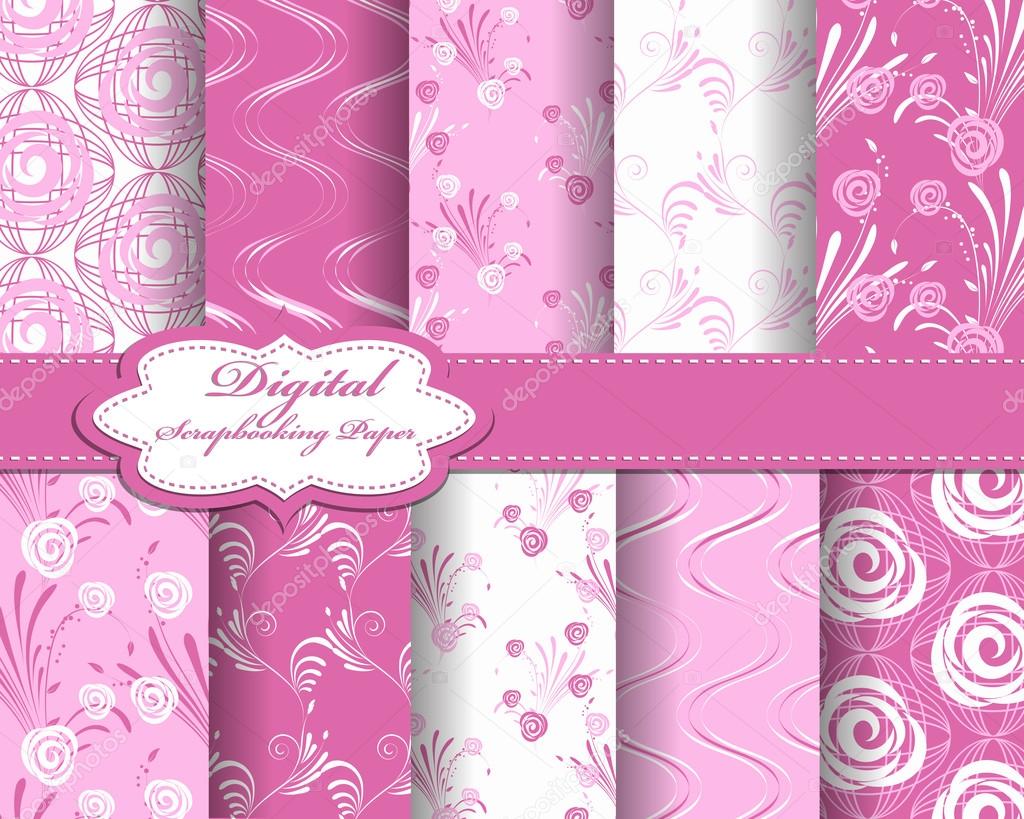 set of abstract flower vector paper for scrapbook