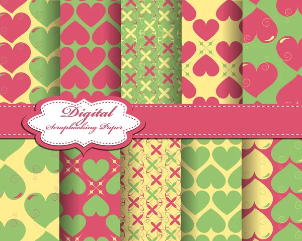 Conjunto de vector flor patrón papel para scrapbook — Vector de stock