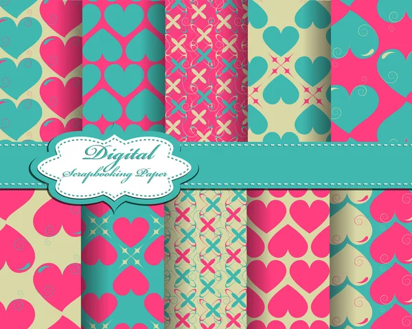 Conjunto de vector flor patrón papel para scrapbook — Vector de stock