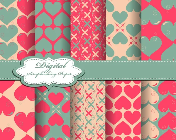 Conjunto de vector flor patrón papel para scrapbook — Vector de stock