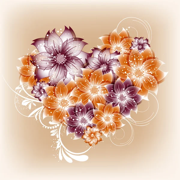 心の花のベクトルの背景 — ストックベクタ