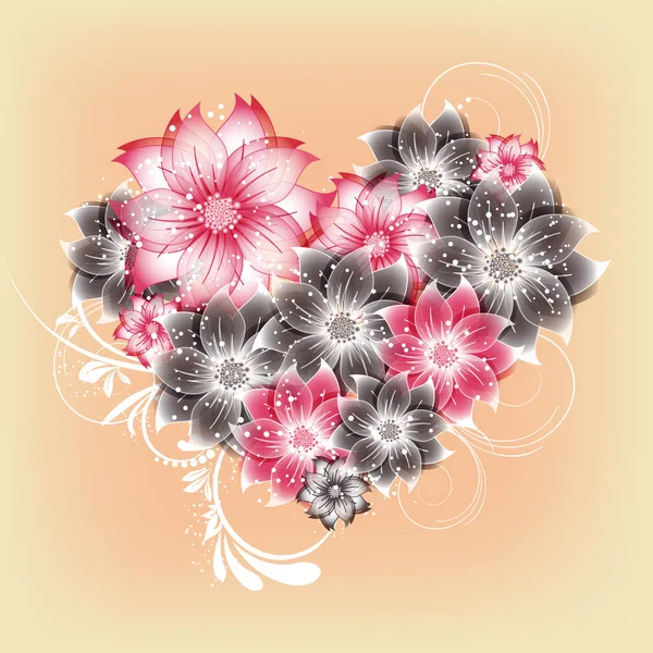 Vector heart flower background — Stock Vector