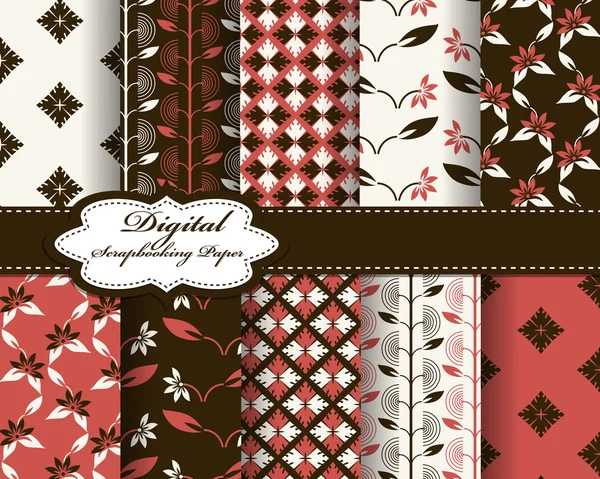 Conjunto de vector flor patrón papel para scrapbook — Vector de stock