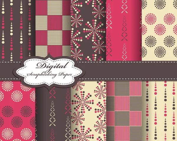 Conjunto de papel padrão abstrato vetorial para scrapbook — Vetor de Stock