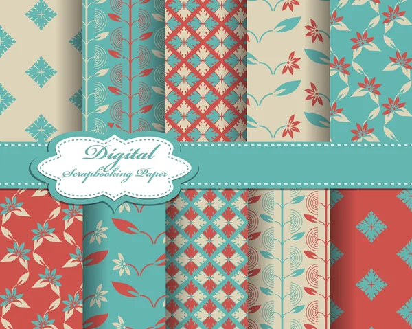 Conjunto de vector flor patrón papel para scrapbook — Vector de stock