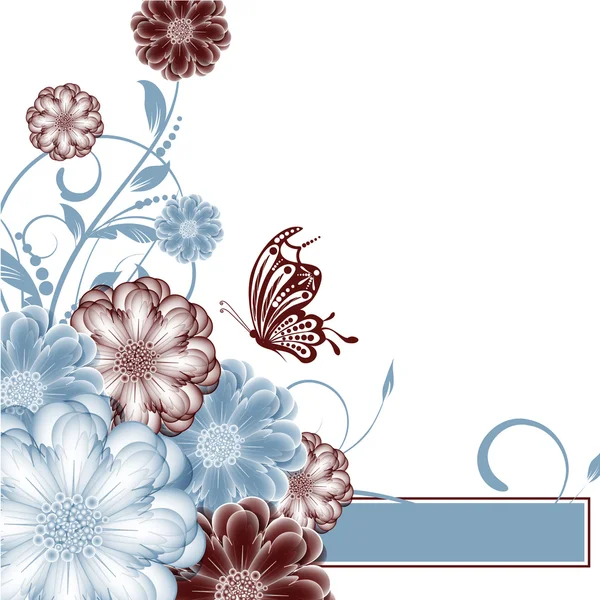 Αφηρημένη διάνυσμα φόντο λουλούδι με πεταλούδα — Διανυσματικό Αρχείο