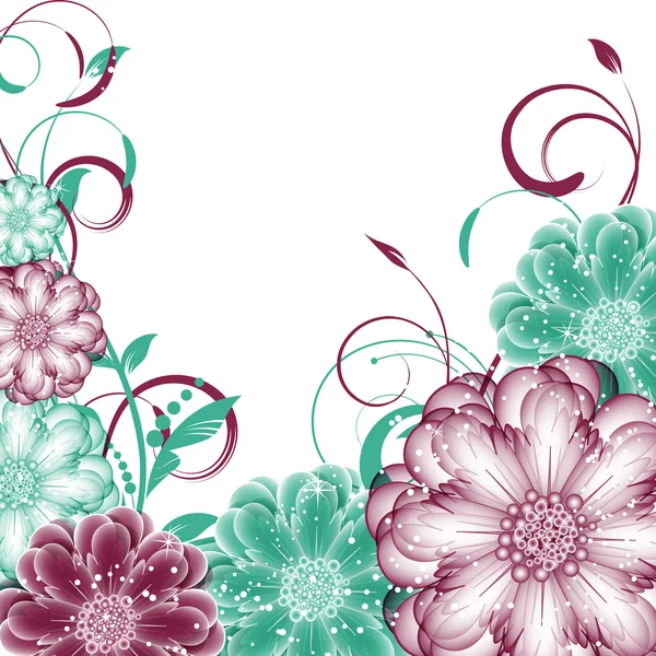 พื้นหลังดอกไม้เวกเตอร์อักษรด้วยผีเสื้อ — ภาพเวกเตอร์สต็อก