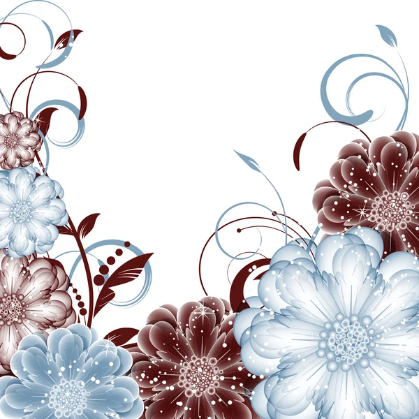 Fondo abstracto de flores vectoriales con mariposa — Vector de stock