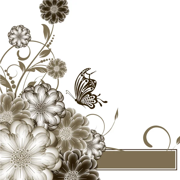 Αφηρημένη διάνυσμα φόντο λουλούδι με πεταλούδα — Διανυσματικό Αρχείο
