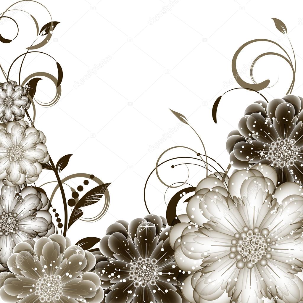 Abstract vector flower background with butterfly