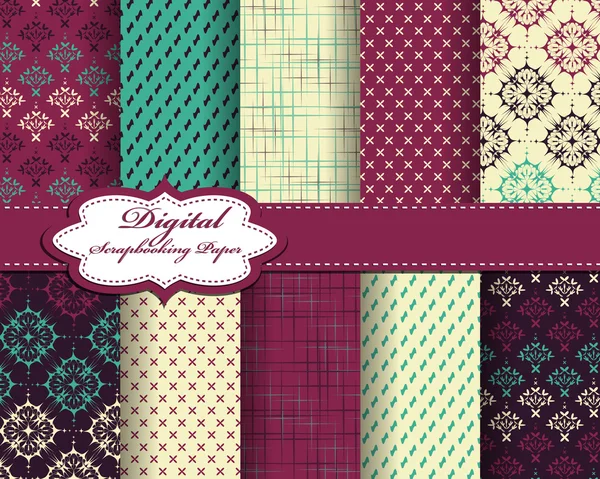 Conjunto de papel padrão vetorial para scrapbook — Vetor de Stock