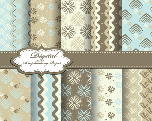 Conjunto de papel padrão abstrato vetorial para scrapbook — Vetor de Stock