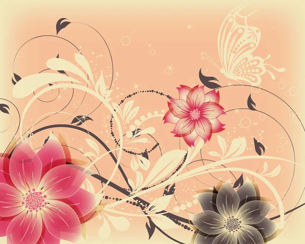 Векторний квітковий декоративний абстрактний фон з метеликом — стоковий вектор
