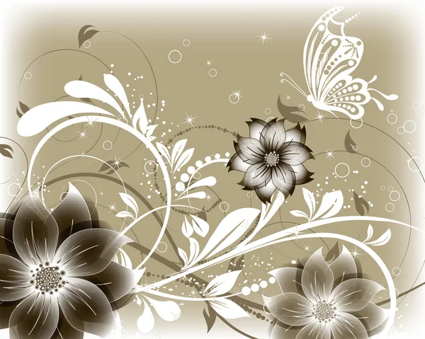 矢量花卉蝴蝶装饰抽象背景 — 图库矢量图片