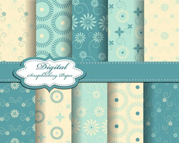 Conjunto de vector flor patrón papel para scrapbook — Vector de stock