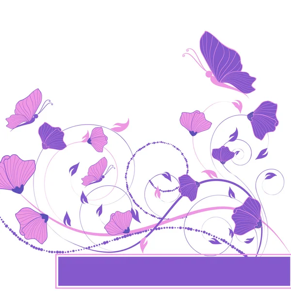 Abstract vector flower background with butterfly — Stock Vector