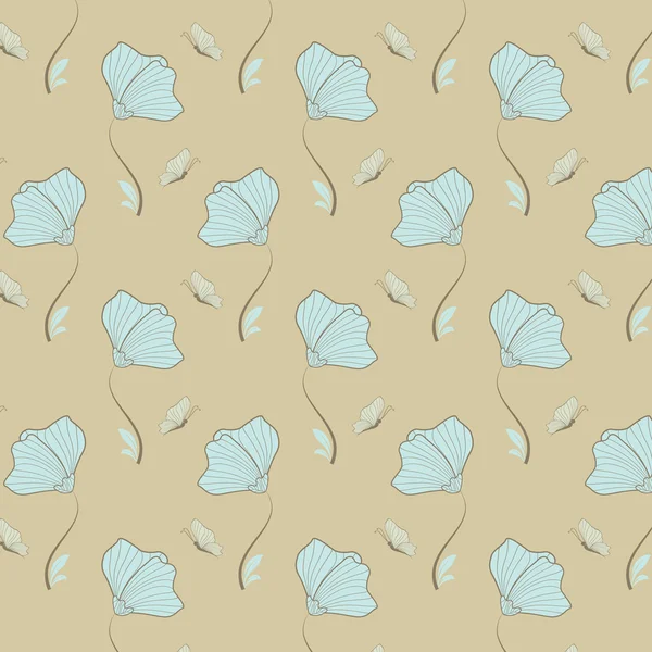 Fondo abstracto de flores vectoriales con mariposa — Archivo Imágenes Vectoriales