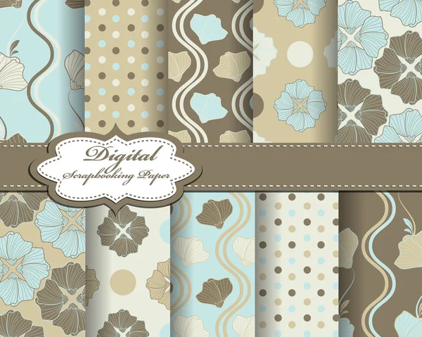 Jeu de papier vectoriel abstrait motif fleur pour scrapbook — Image vectorielle