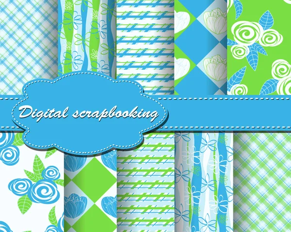 Conjunto de papel de flor vetorial para scrapbook — Vetor de Stock