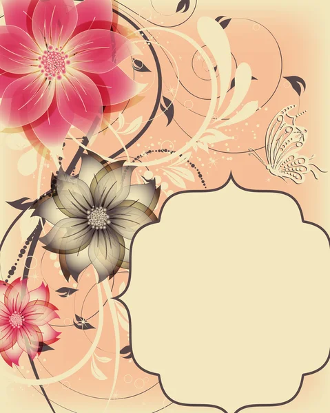 Vektorové květinové dekorativní pozadí abstraktní s motýl — Stockový vektor