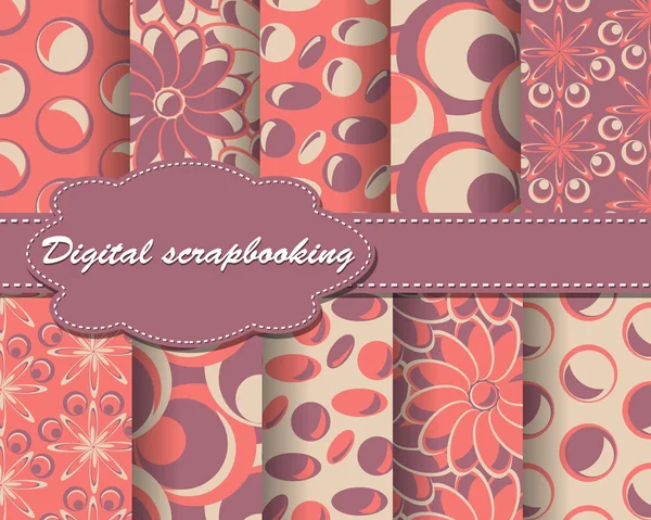 Jeu de papier vectoriel motif fleur pour scrapbook — Image vectorielle