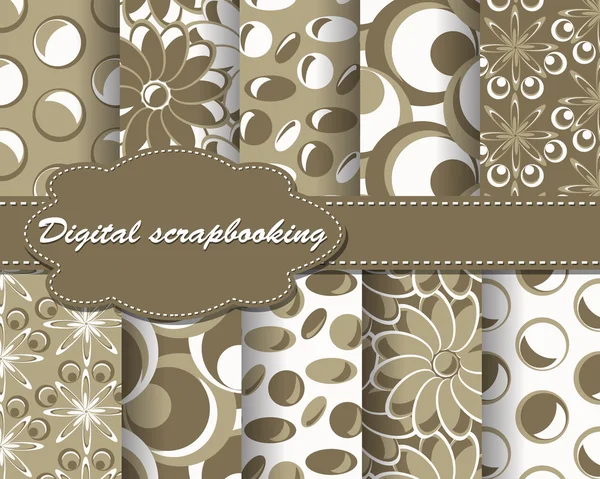 Conjunto de vector flor patrón papel para scrapbook — Vector de stock