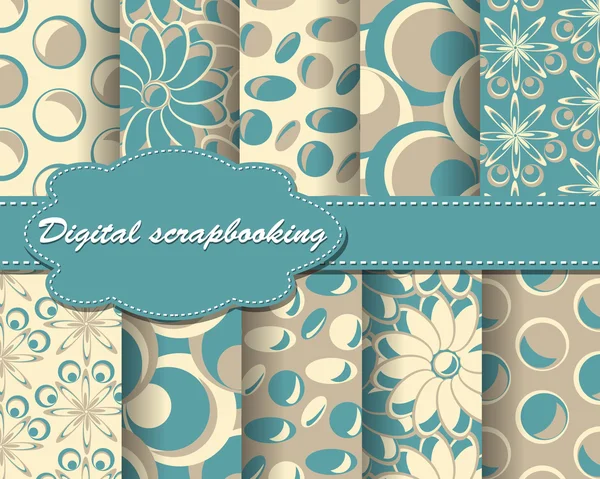 Jeu de papier vectoriel motif fleur pour scrapbook — Image vectorielle