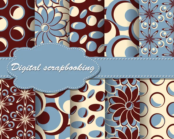 Jeu de papier vectoriel motif fleur pour scrapbook — Image vectorielle