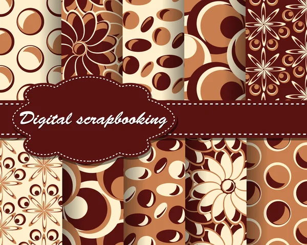 Set of vector flower pattern paper for scrapbook — Stock Vector