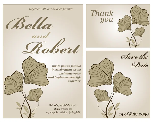 Carte de mariage ou d'invitation. abstrait vecteur fleur motif backg — Image vectorielle