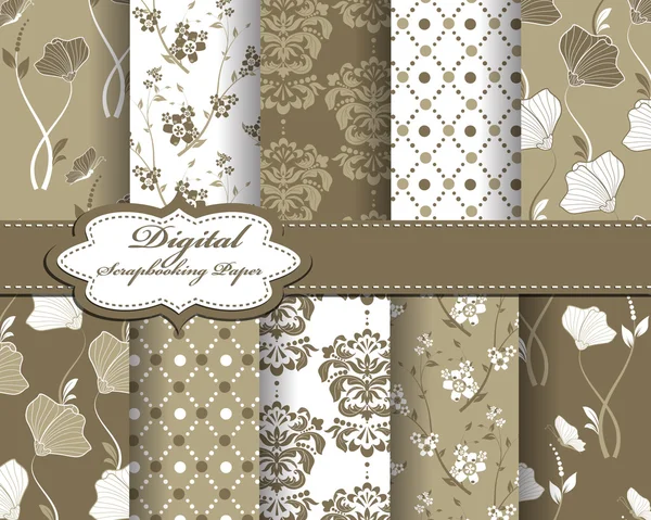 Conjunto de vector abstracto flor patrón papel para scrapbook con b — Vector de stock