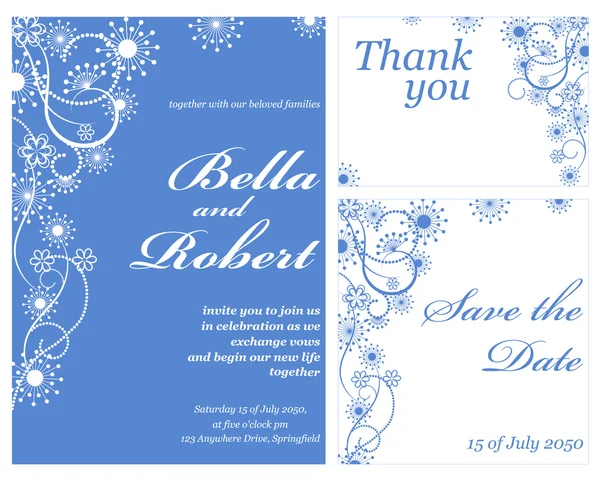 Carte de mariage ou d'invitation. abstrait vecteur fleur motif backg — Image vectorielle