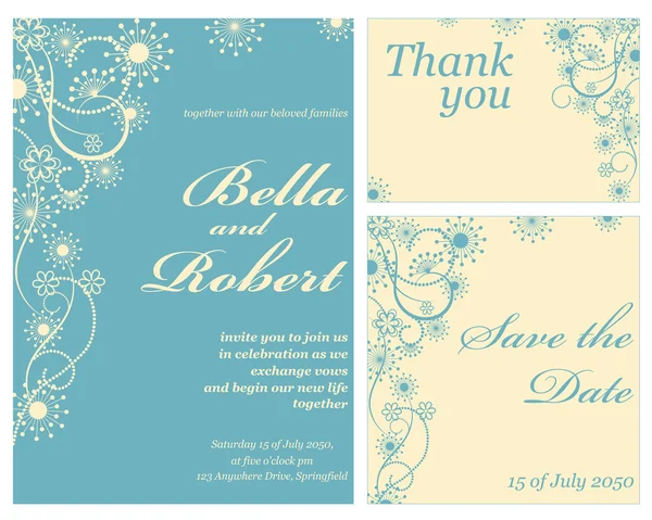 結婚式の招待カード。抽象的なベクトル花パターンの背景に隠れて — ストックベクタ