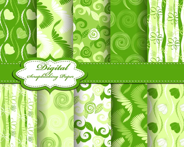 Set of vector abstract flower pattern paper for scrapbook — Stock Vector