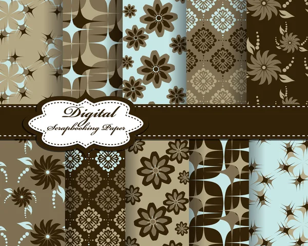 Conjunto de vector flor patrón papel para scrapbook — Vector de stock