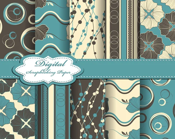 Conjunto de vector abstracto flor patrón papel para scrapbook — Vector de stock