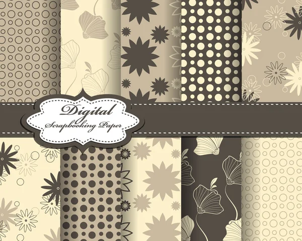 Set van vector abstracte bloem patroon papier voor scrapbook — Stockvector